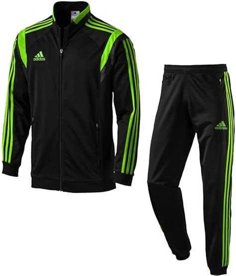 adidas schwarzer anzug neon grüne streifen|Schwarze Trainingsanzüge .